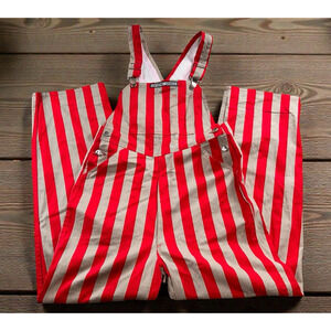 Game Bibs Overalls Adult Size S Gray Scarlet Red Striped Cotton Ohio Buckeyes